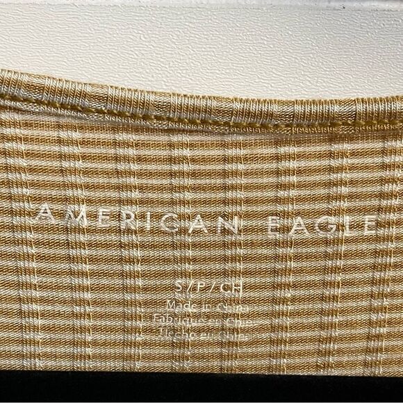 American Eagle Tan Ribbed Button Detail Front Top Size Small - Picture 6 of 9